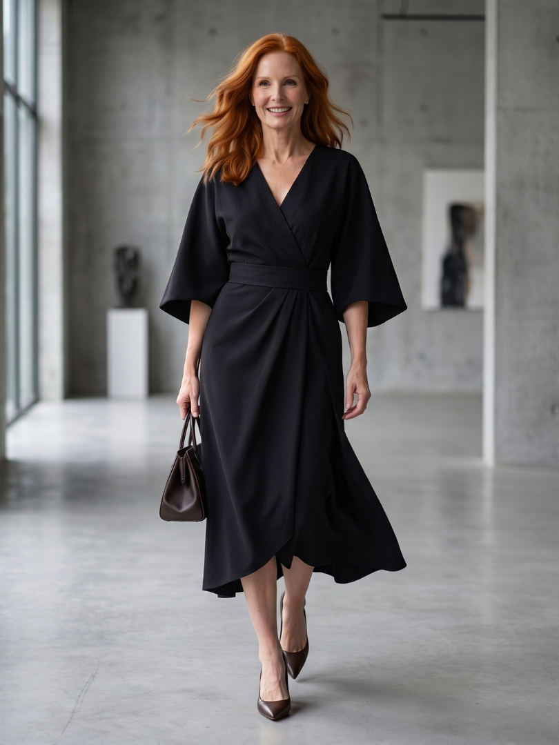 Beryl | Robe Midi à Panneau Taille Sculpté