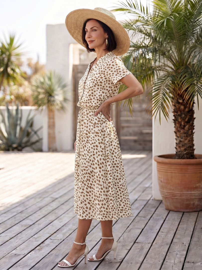 Belladonna | Robe Midi Imprimée à Boutons et Ceinture