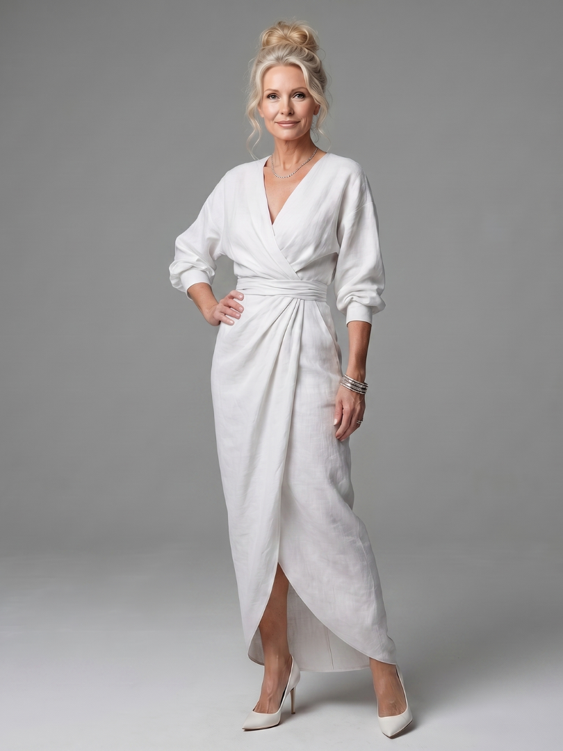 Olympia | Robe Maxi Drapée Diagonale