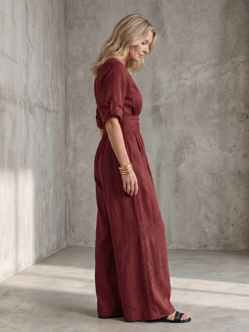 Wanda | Combinaison à jambes larges et décolleté croisé