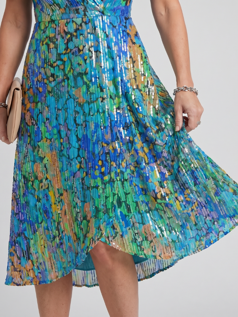 Mirabel | Robe midi à manches volantées et taille froncée à imprimé floral