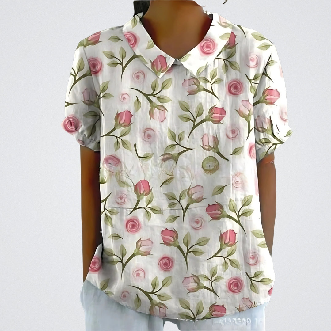 Lina™ - Blouse en lin élégante avec motif floral