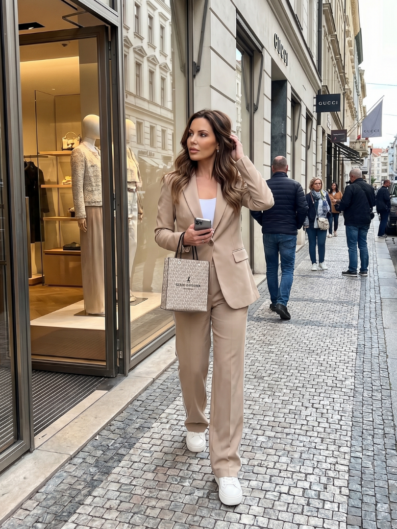 Kaya | Ensemble Large Pantalon à Rayures Contrastantes