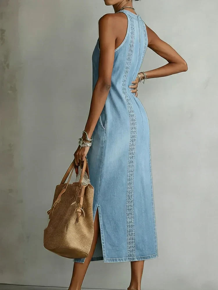 Julia | Robe en Jean avec Détails en Dentelle Vintage