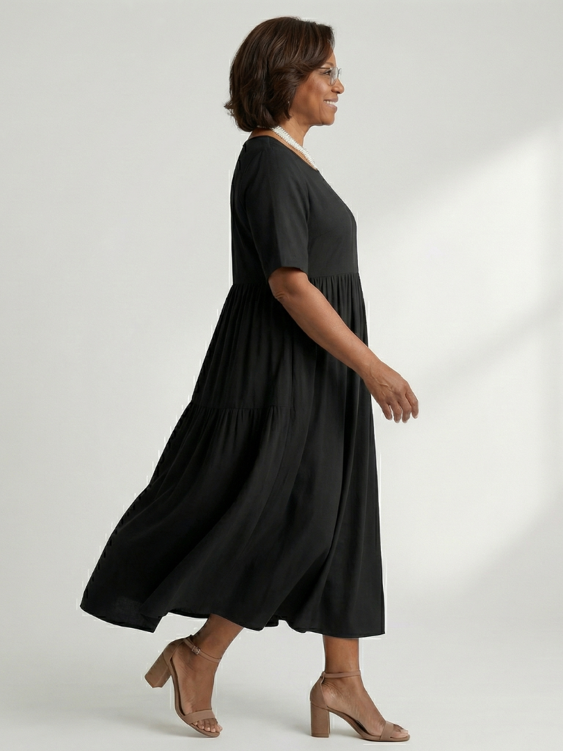Ciren | Robe Midi à Volants Simple