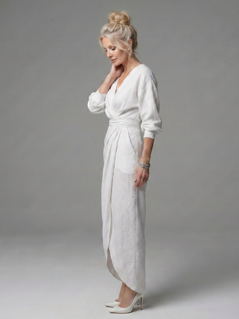 Olympia | Robe Maxi Drapée Diagonale