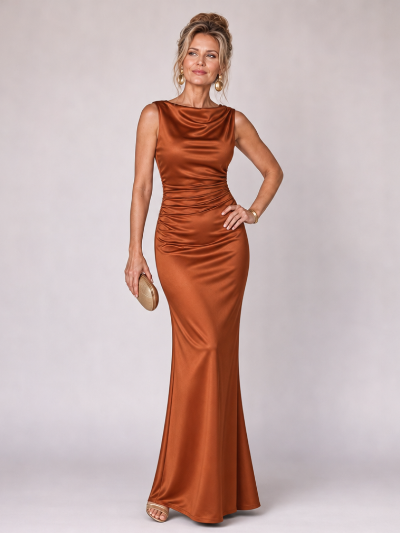 Virella | Robe Maxi Ajustée Sans Manches à Col Bateau
