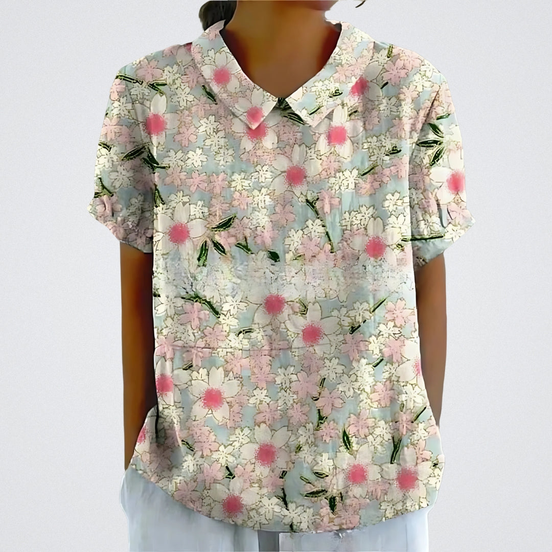 Lina™ - Blouse en lin élégante avec motif floral