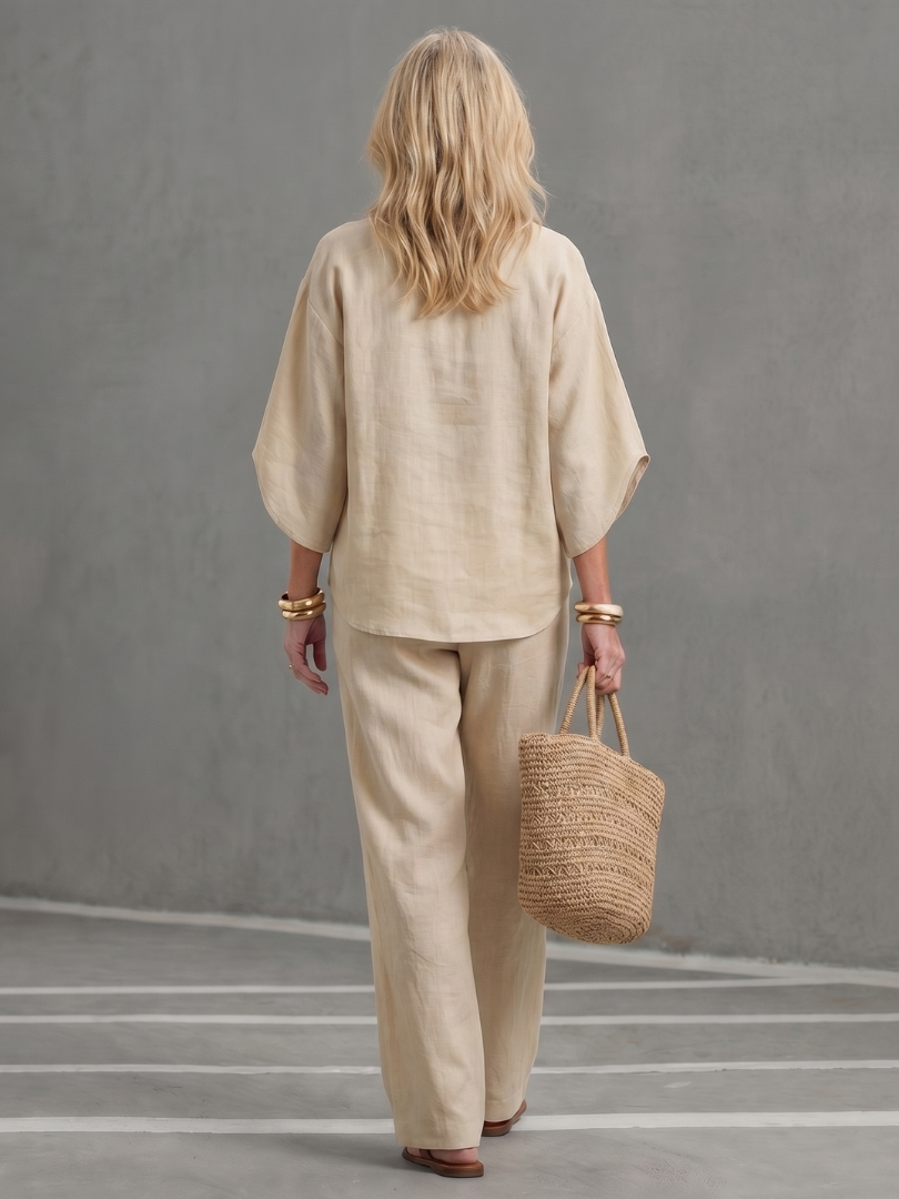 Amity | Ensemble Tunique Pantalon Détendu à Boutons