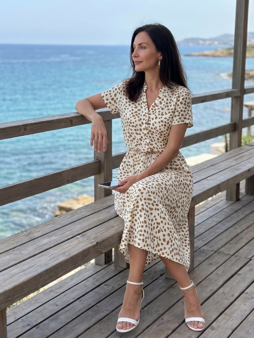 Belladonna | Robe midi à boutons imprimée avec ceinture