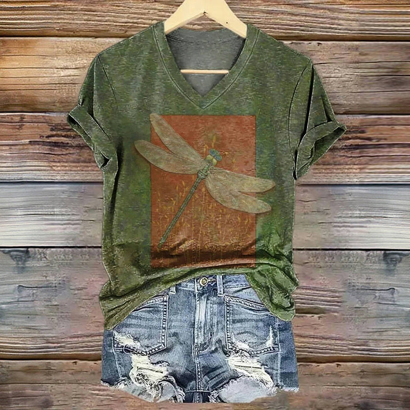 Millie | T-shirt vintage avec impression de libellules