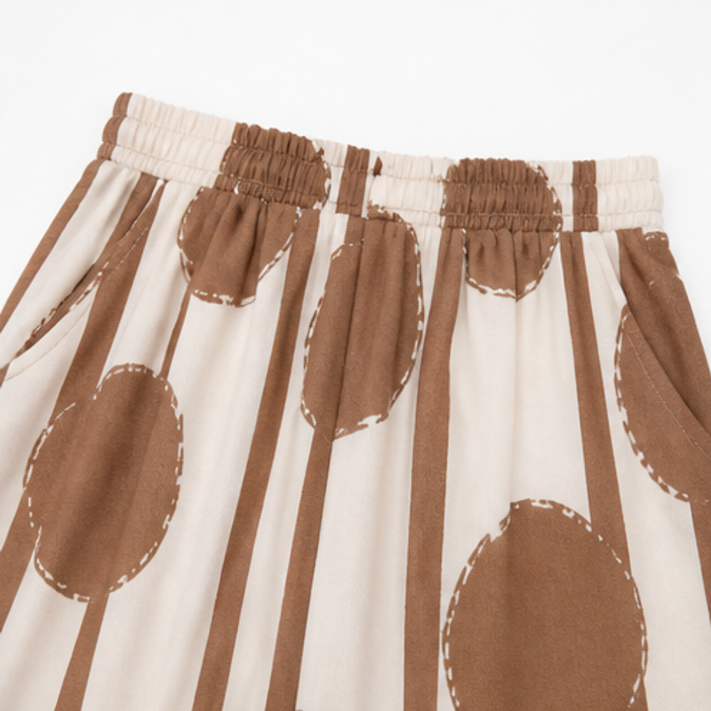 Luna – Ensemble 2 pièces drapé asymétrique pour femmes avec pantalons imprimés à jambes larges