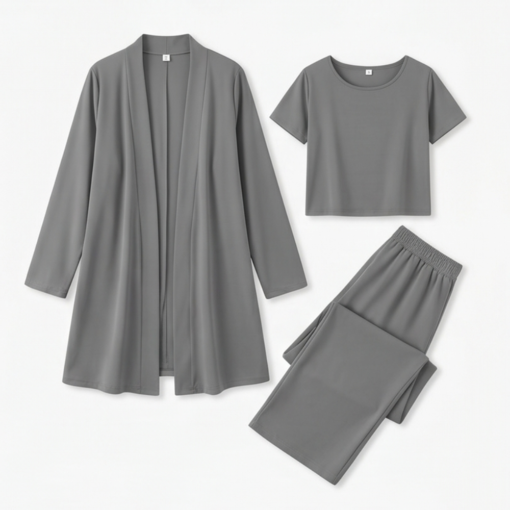 Maevelle – Ensemble Élégant 3 Pièces pour Femmes avec Cardigan Drapé