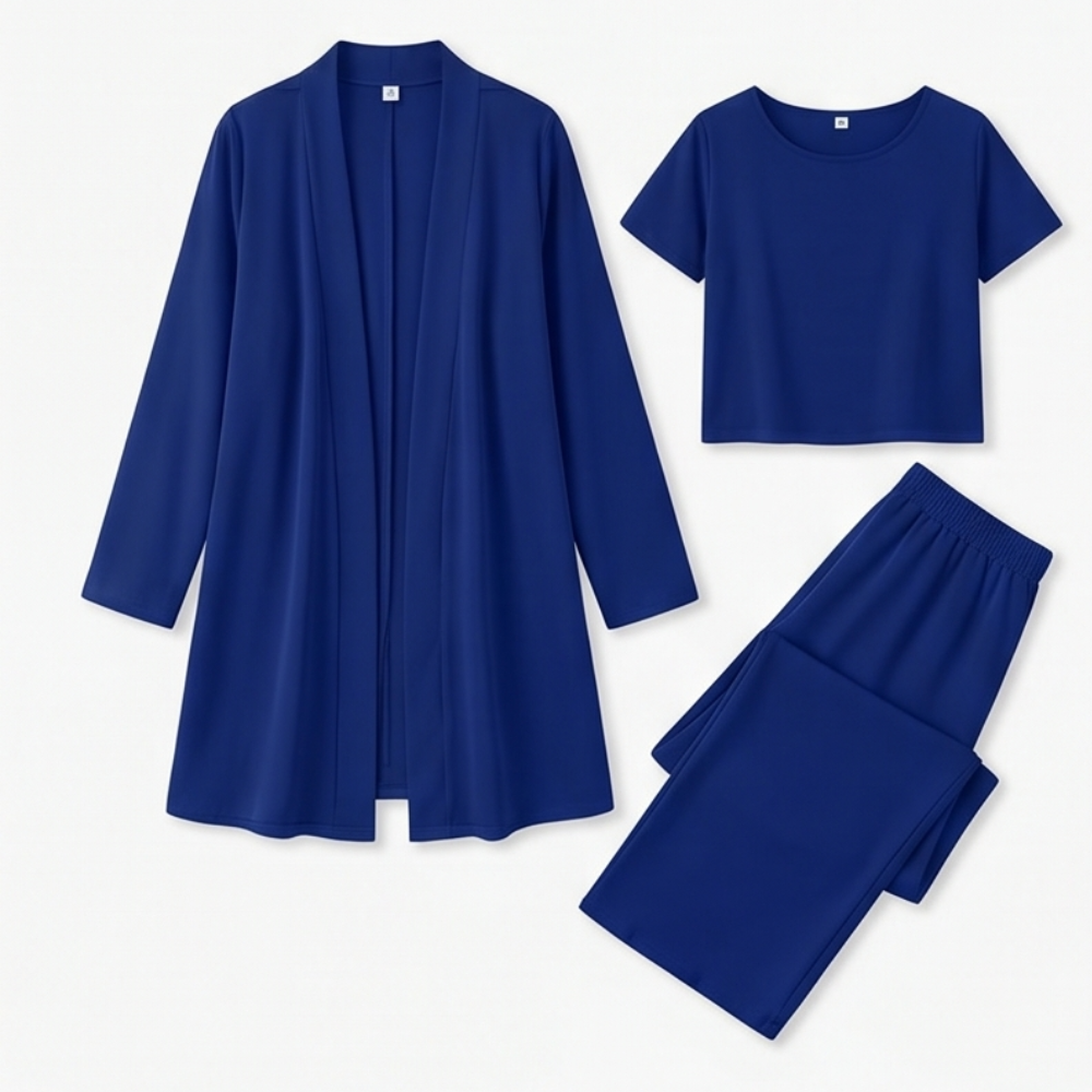 Maevelle – Ensemble Élégant 3 Pièces pour Femmes avec Cardigan Drapé