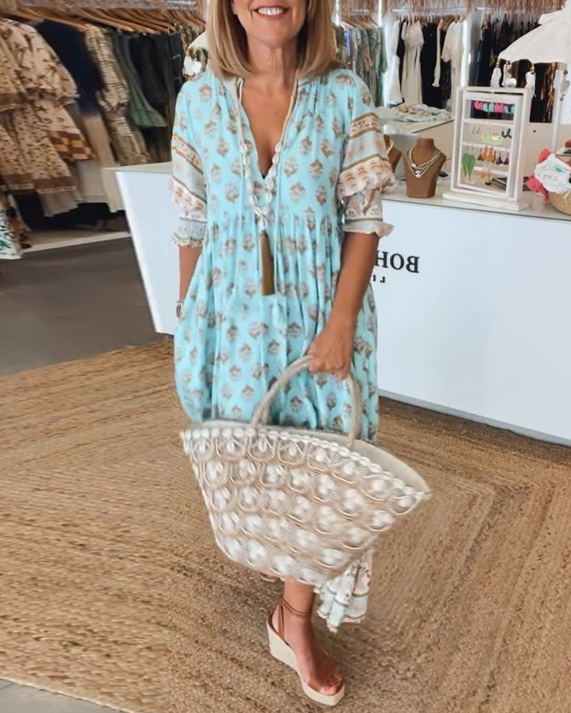Liana | Robe imprimée avec décolleté en V