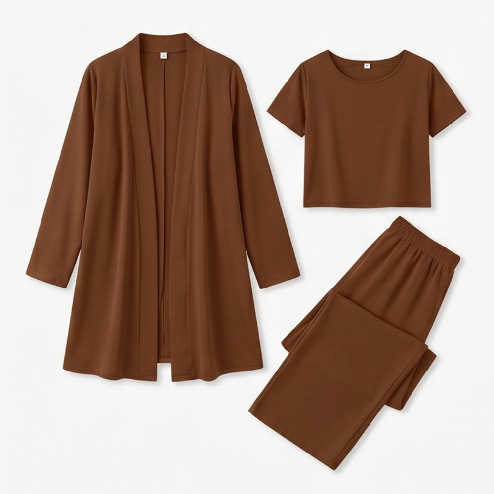 Maevelle – Ensemble Élégant 3 Pièces pour Femmes avec Cardigan Drapé