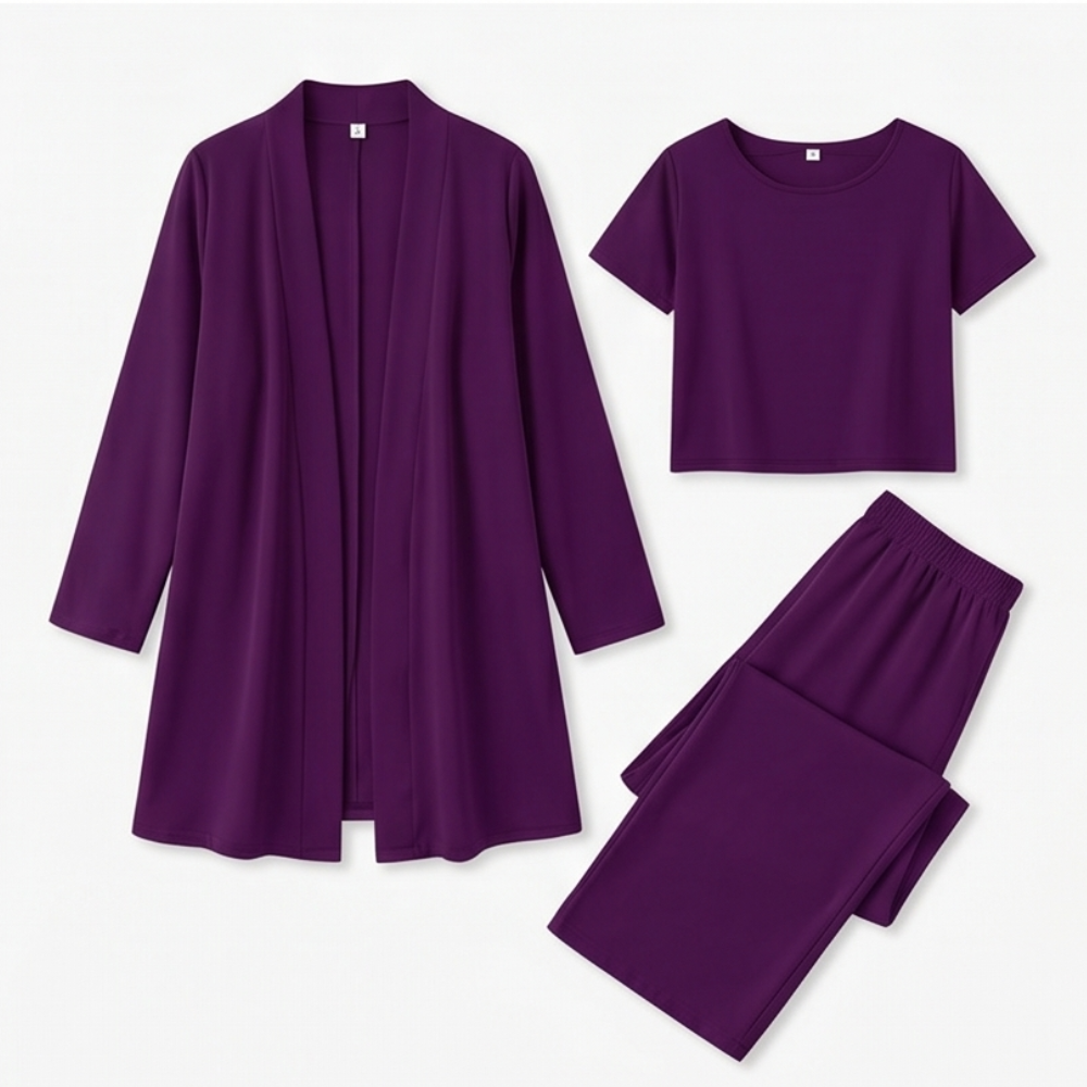 Maevelle – Ensemble Élégant 3 Pièces pour Femmes avec Cardigan Drapé
