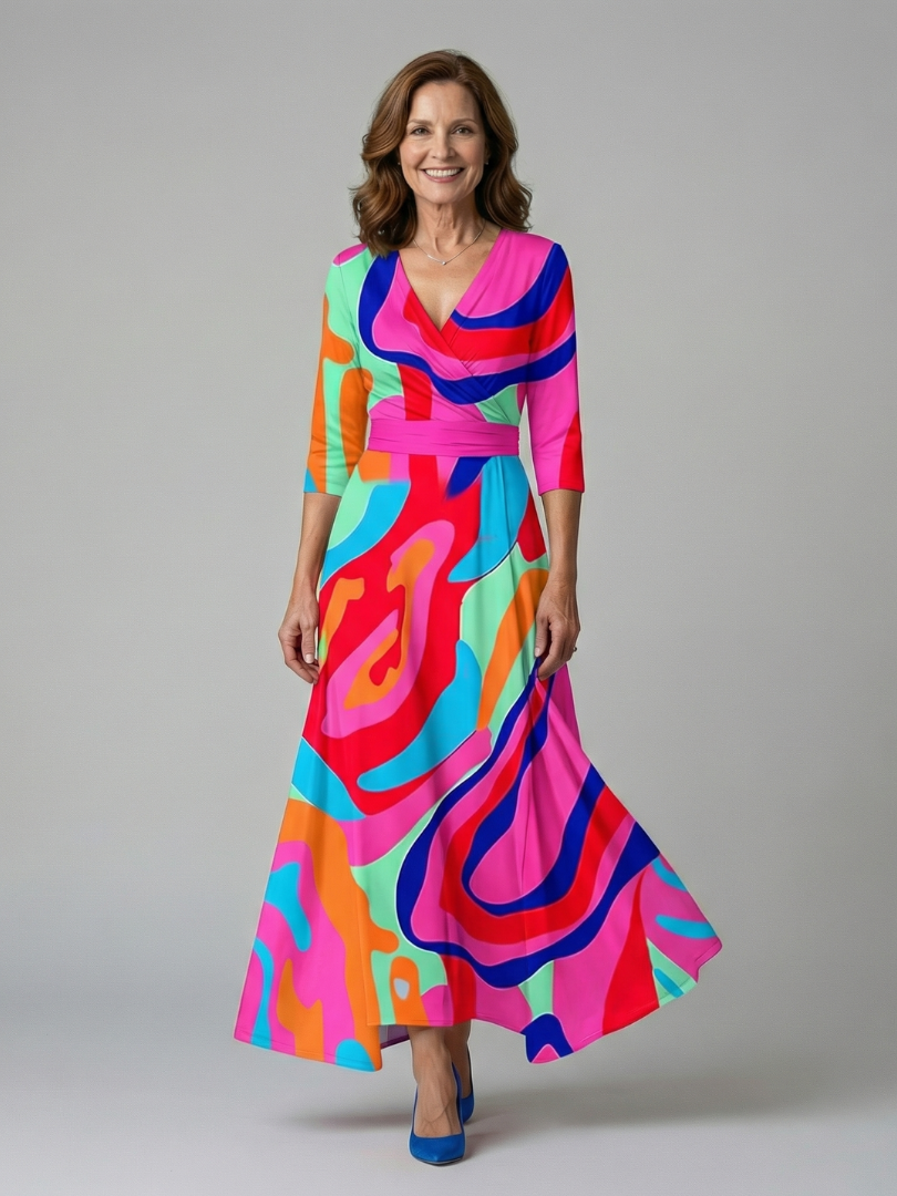 Celine | Robe Midi Croisée à Encolure