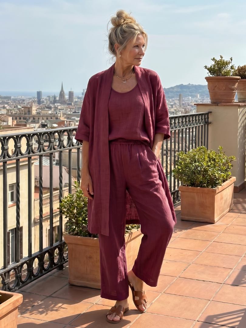 Yael | Ensemble Décontracté en Trois Pièces Haut et Pantalon