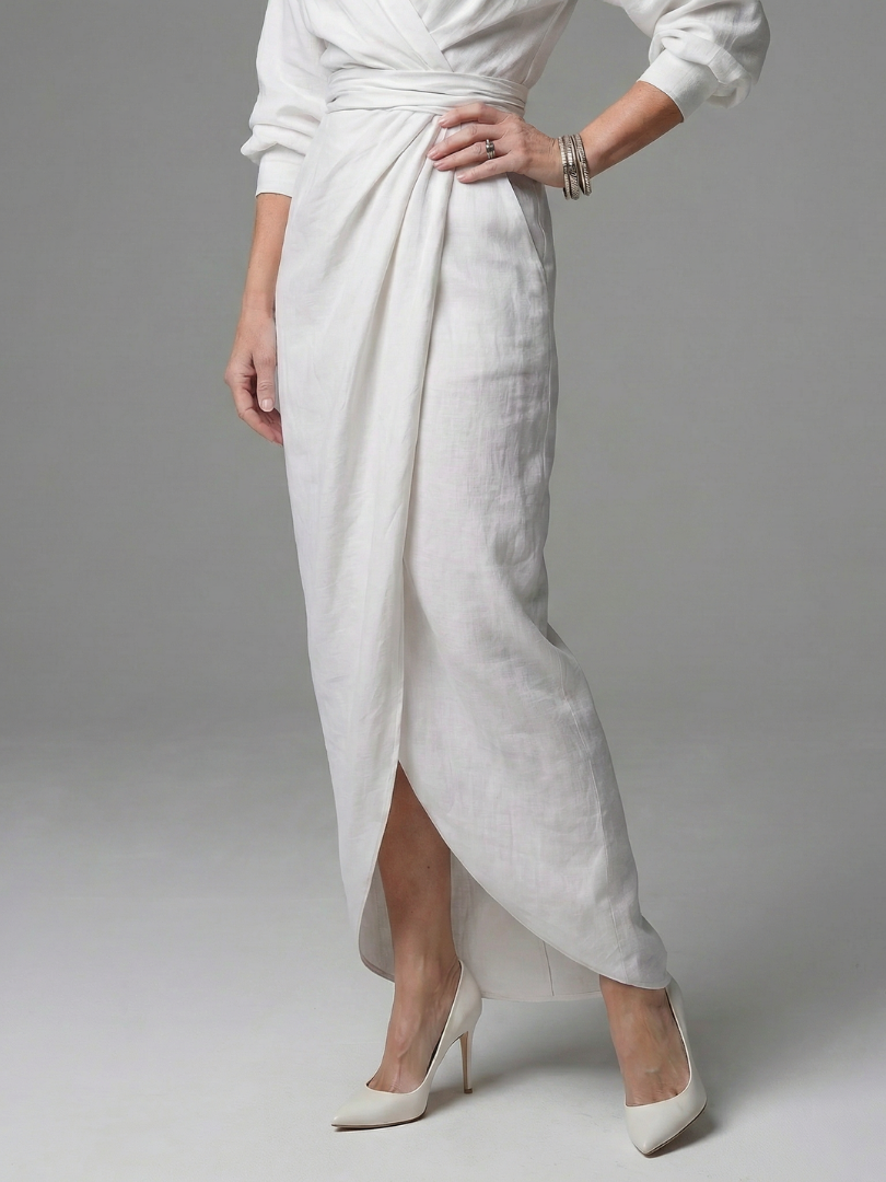 Olympia | Robe Maxi Drapée Diagonale