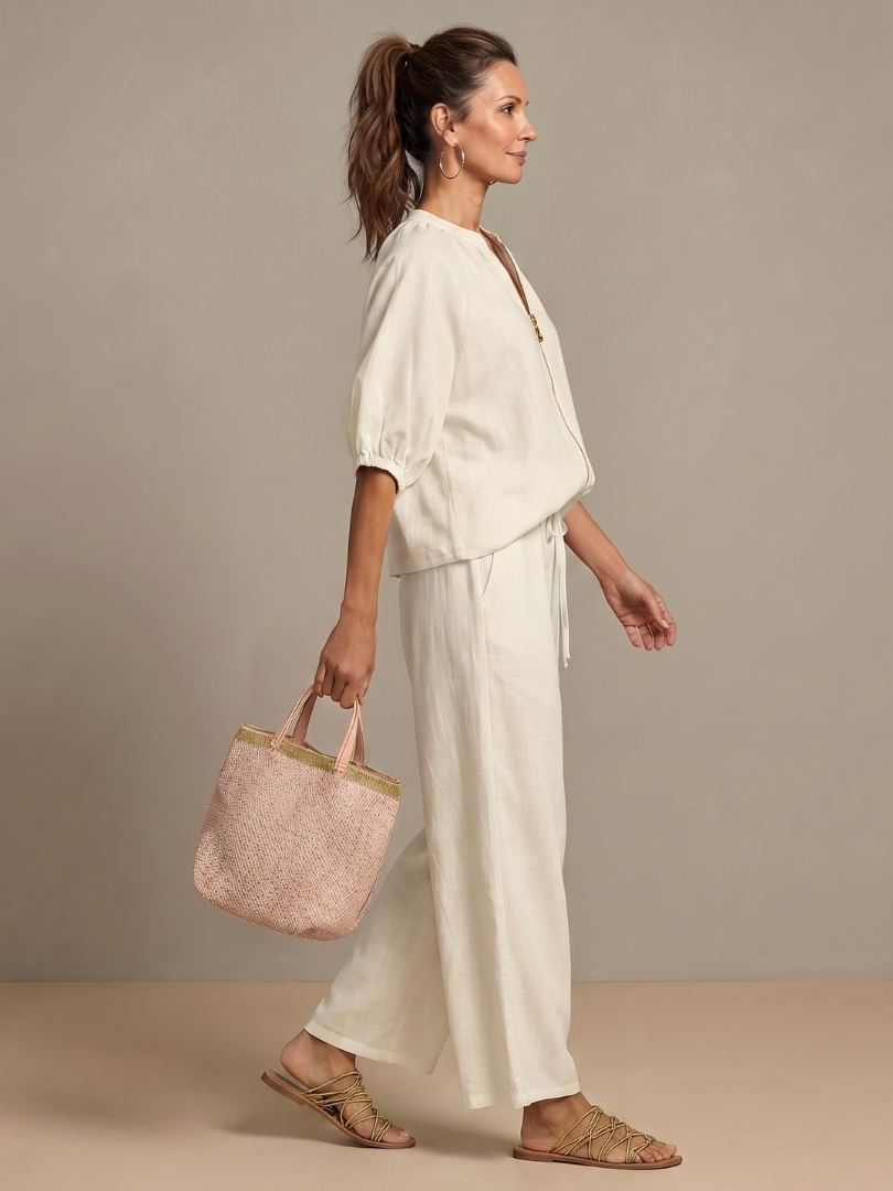 Natalia | Haut Blouson à Zip avec Pantalon Large