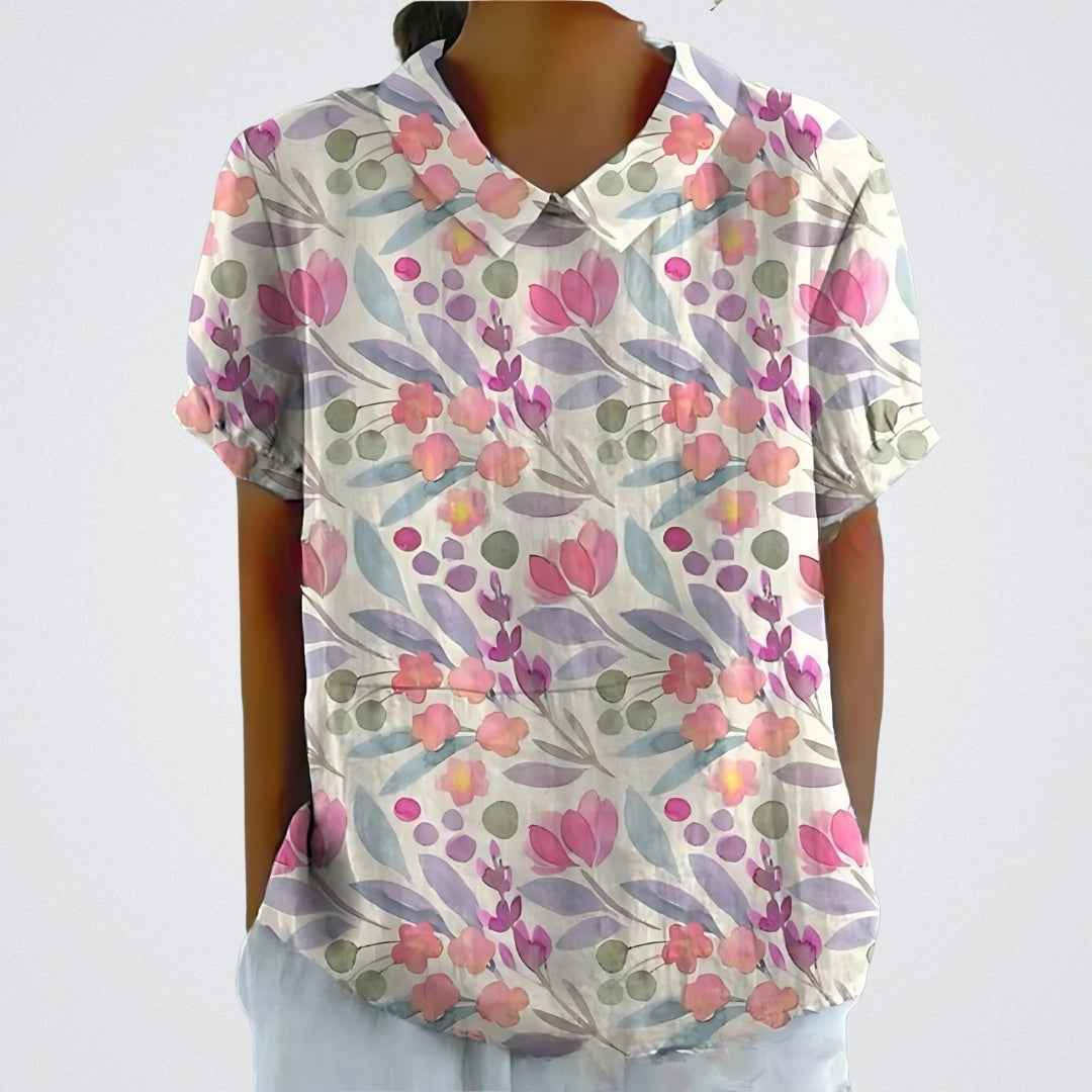 Lina™ - Blouse en lin élégante avec motif floral