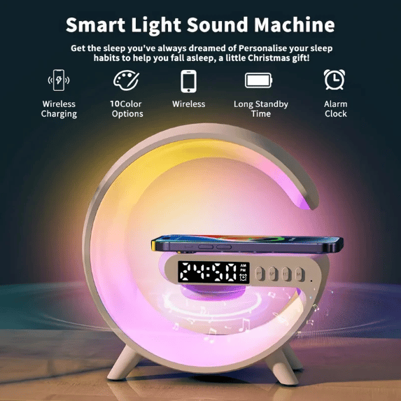 LuxAura Luxe Haut-Parleur Bluetooth | Haut-parleur sans fil avec éclairage d'ambiance et fonction horloge