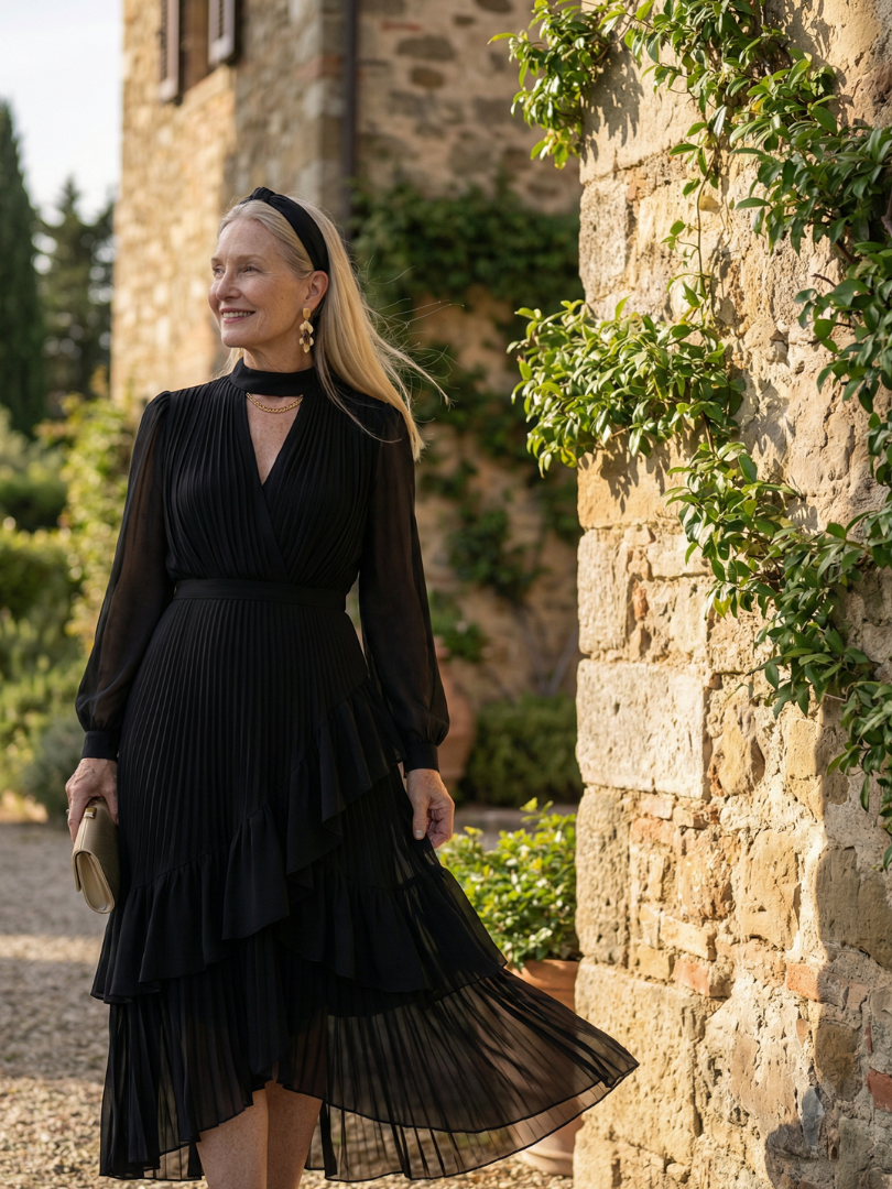 Aris | Robe Midi à Drapé Fluide