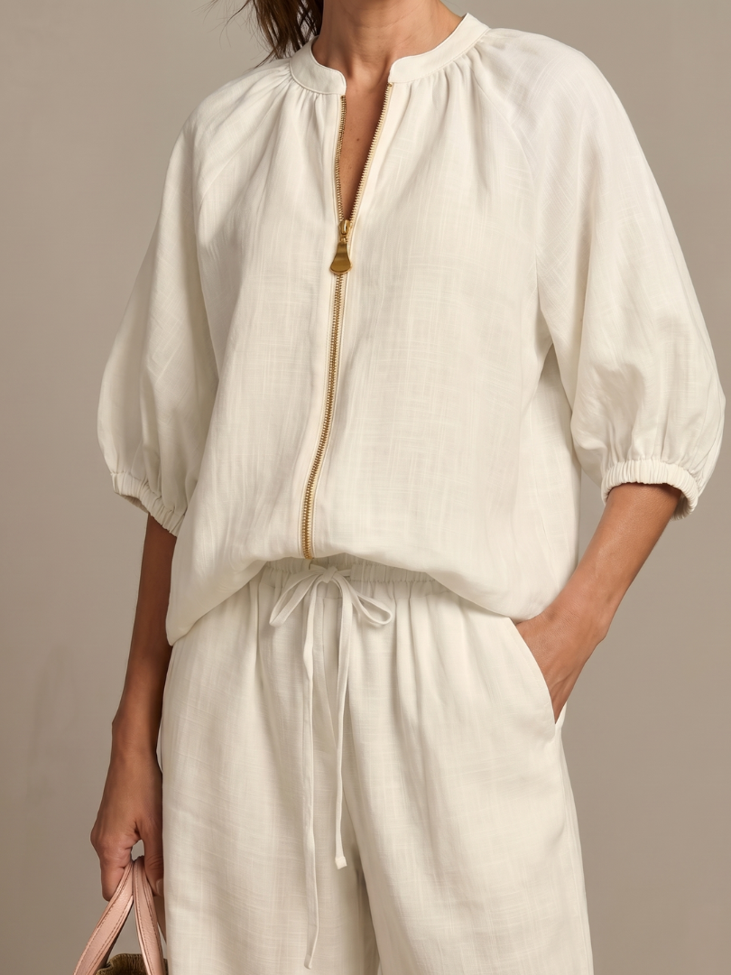 Natalia | Haut Blouson à Zip avec Pantalon Large
