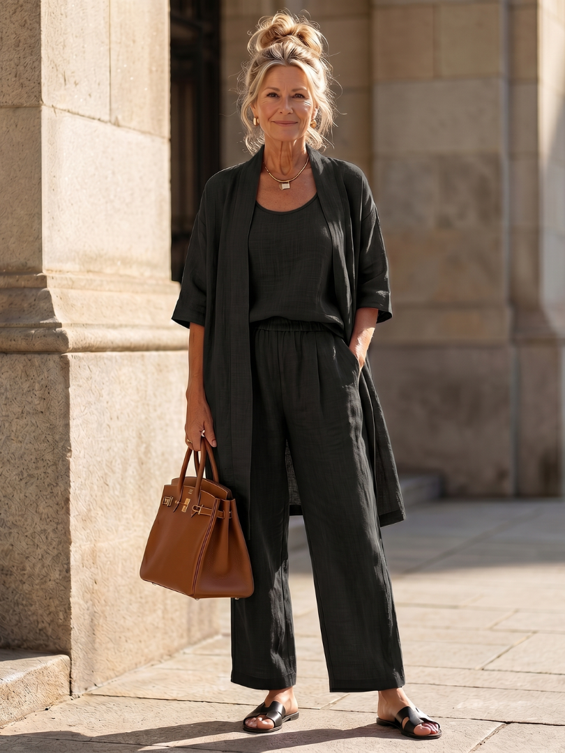Yael | Ensemble Décontracté en Trois Pièces Haut et Pantalon