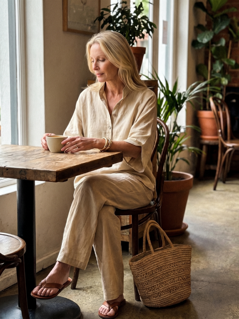 Amity | Ensemble Tunique Pantalon Détendu à Boutons