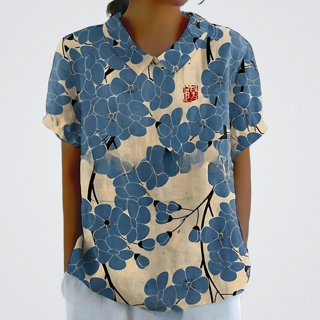 Lina™ - Blouse en lin élégante avec motif floral