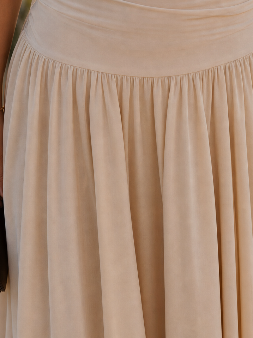 Zelene | Robe Midi à Bustier Froncé