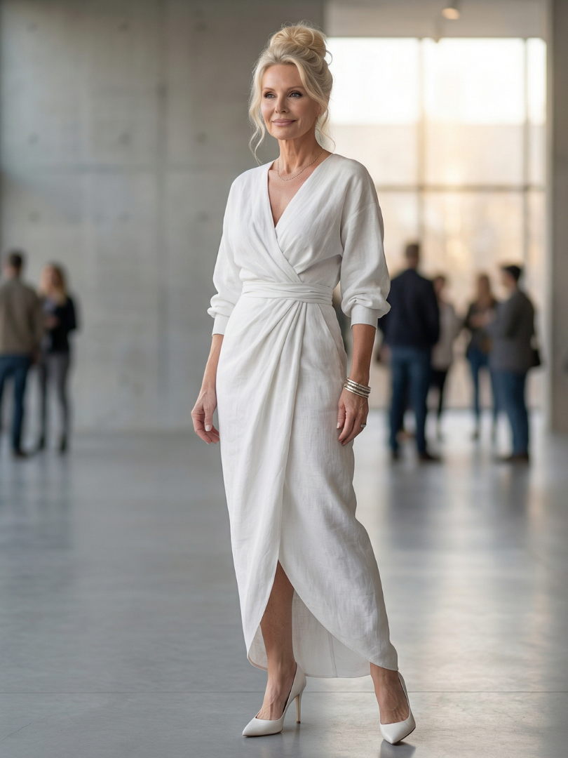 Olympia | Robe Maxi Drapée Diagonale