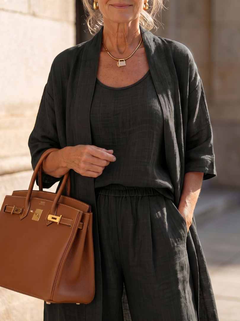 Yael | Ensemble Décontracté en Trois Pièces Haut et Pantalon