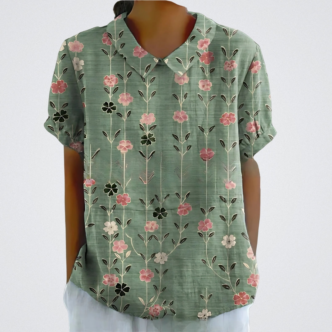 Lina™ - Blouse en lin élégante avec motif floral
