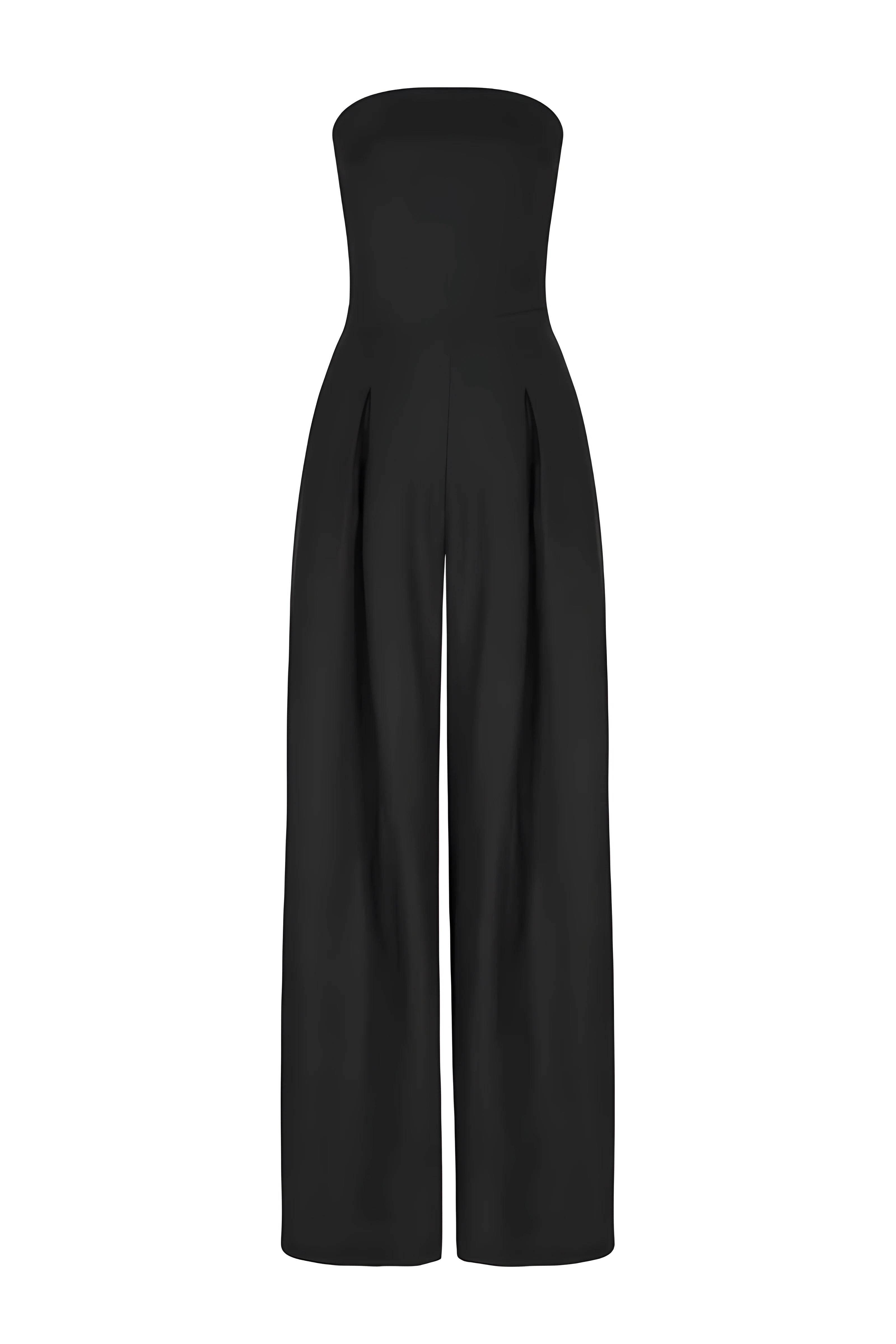 Mono Long Sans Bretelles avec Design de Corset et Pantalons Évasés pour Femme