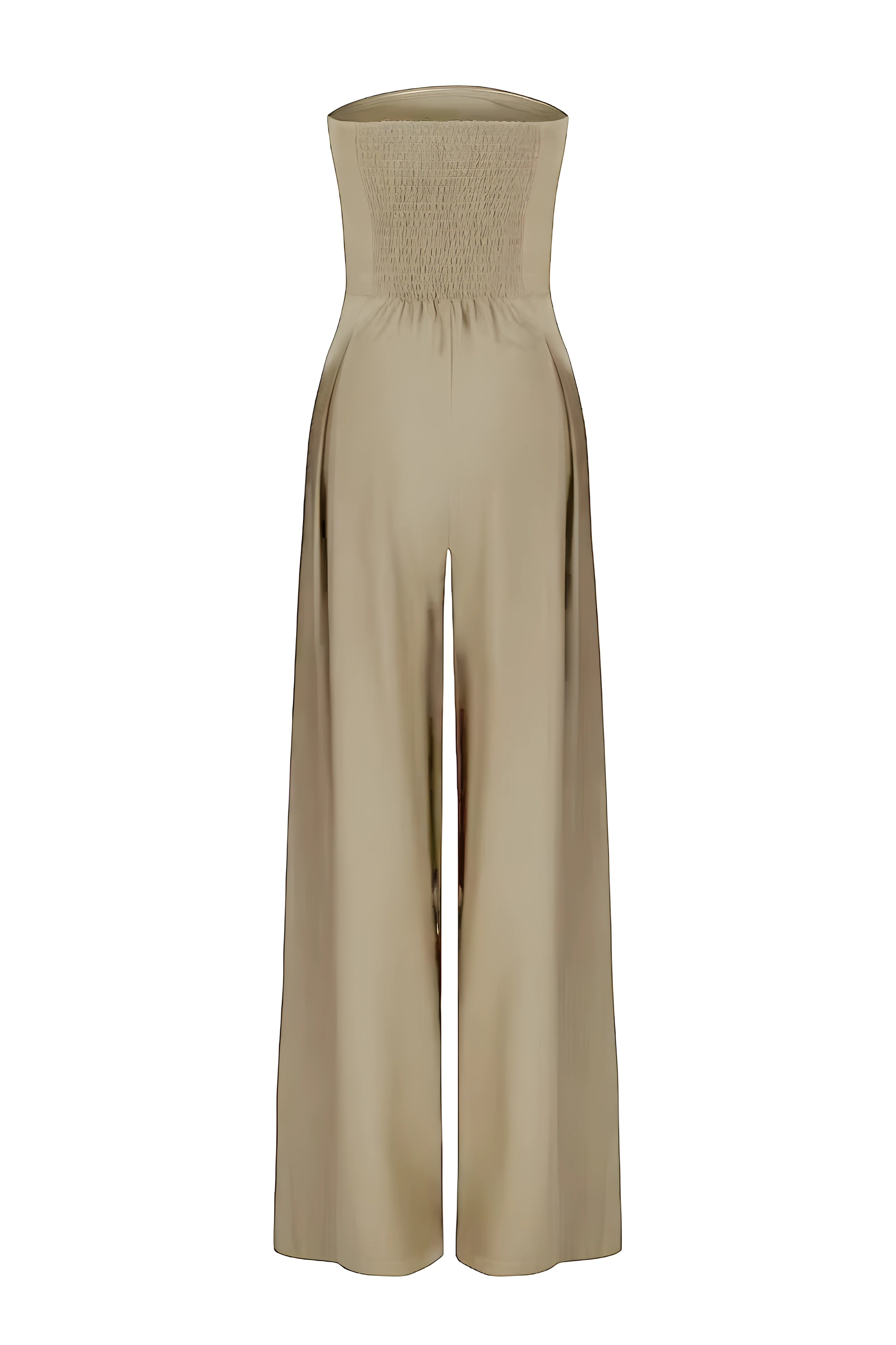 Mono Long Sans Bretelles avec Design de Corset et Pantalons Évasés pour Femme