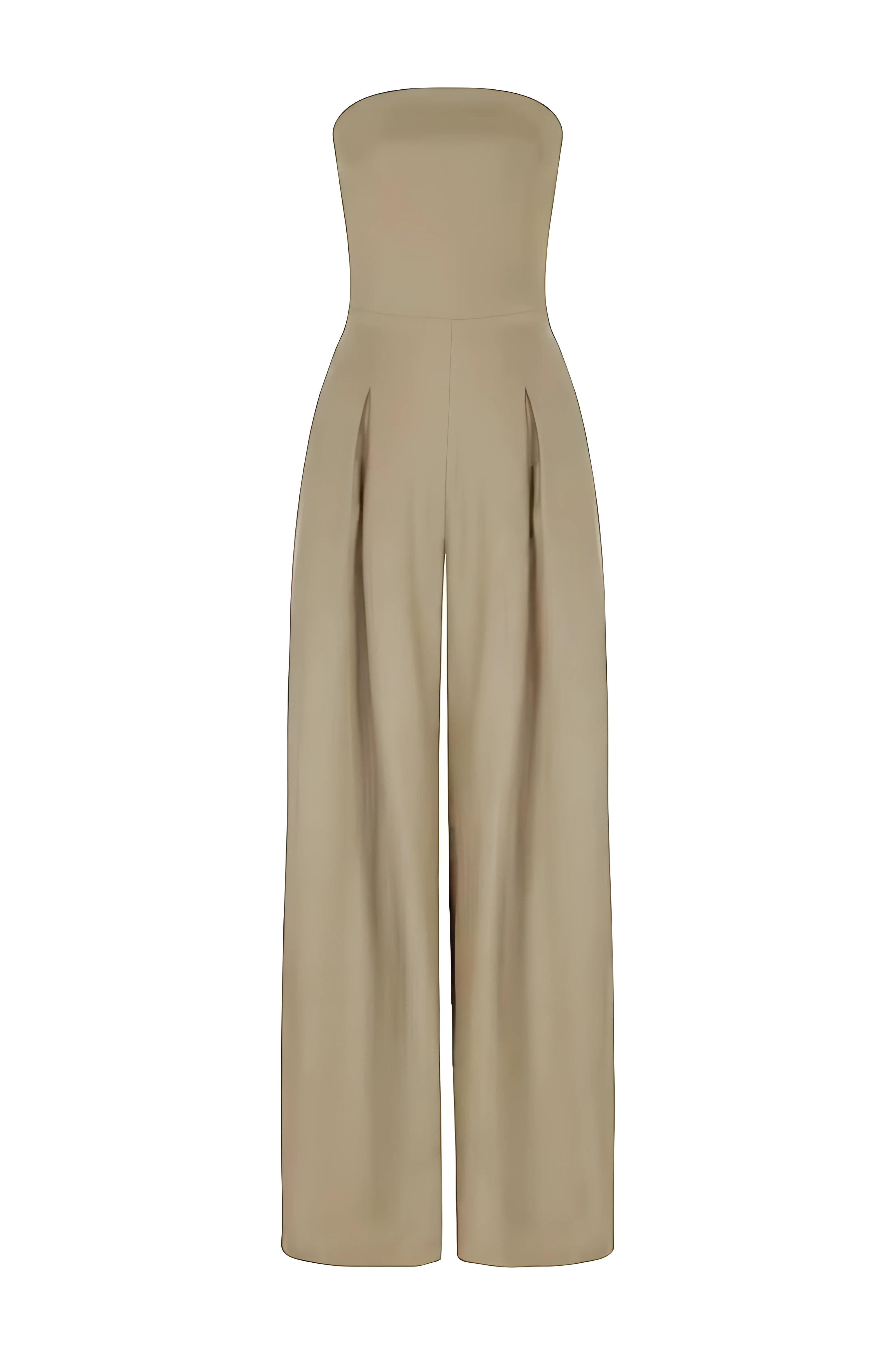 Mono Long Sans Bretelles avec Design de Corset et Pantalons Évasés pour Femme