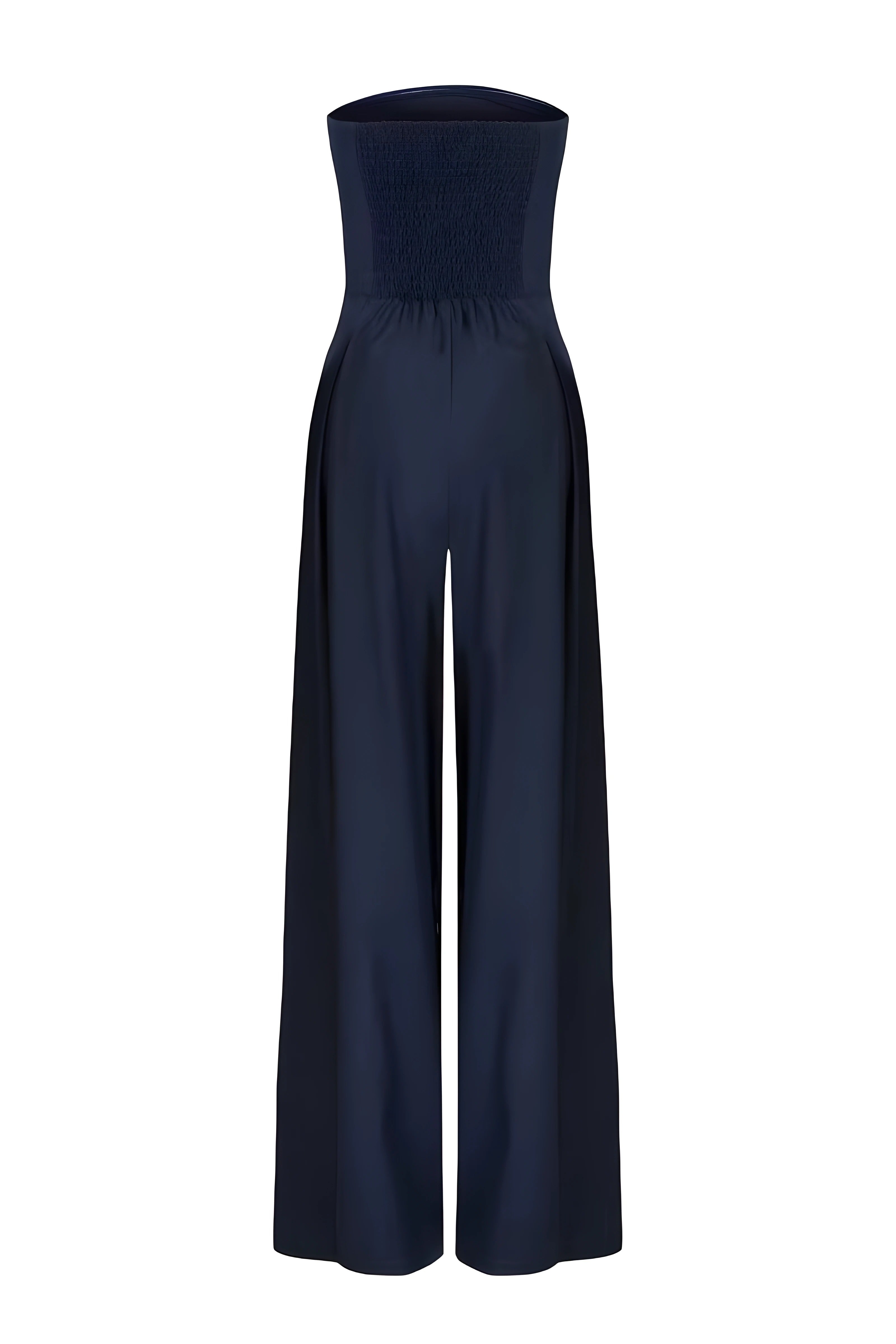 Mono Long Sans Bretelles avec Design de Corset et Pantalons Évasés pour Femme