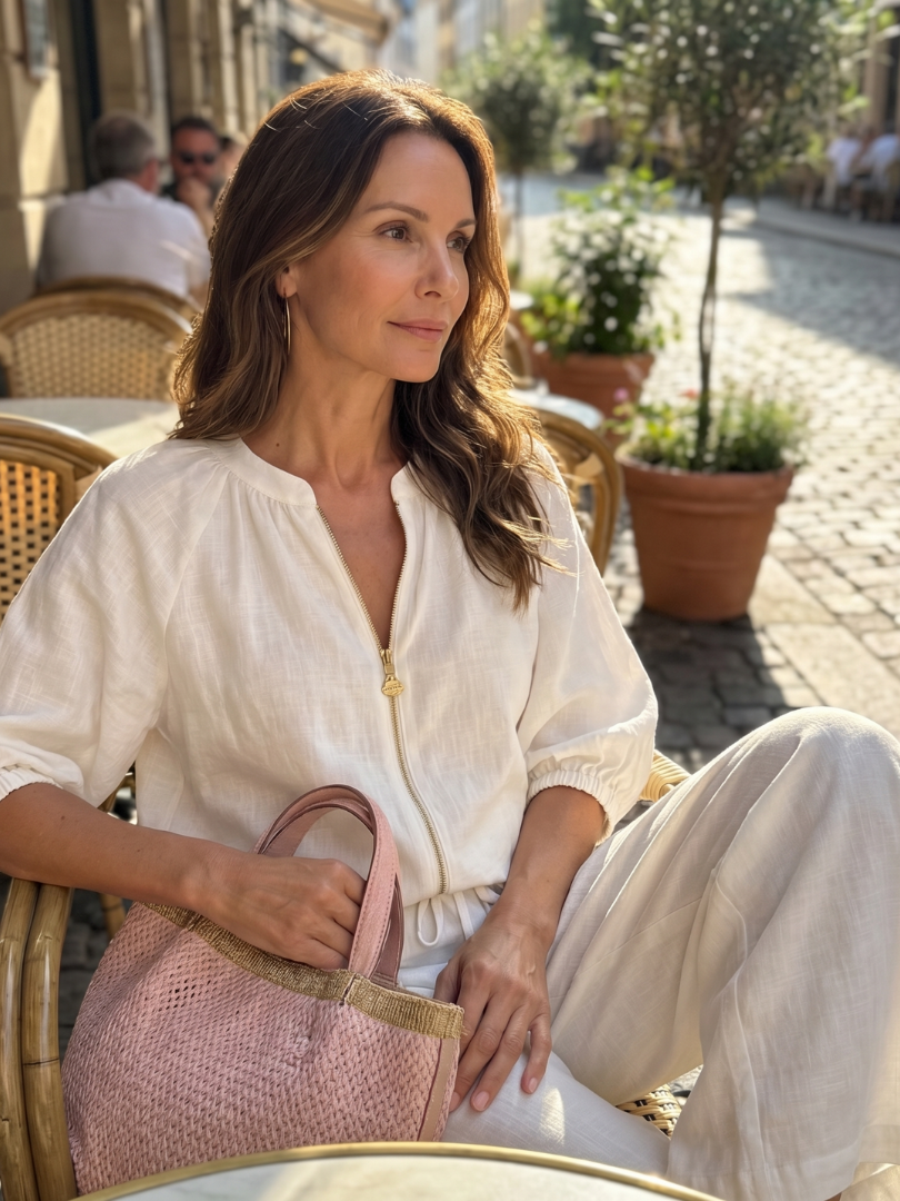 Natalia | Haut Blouson à Zip avec Pantalon Large
