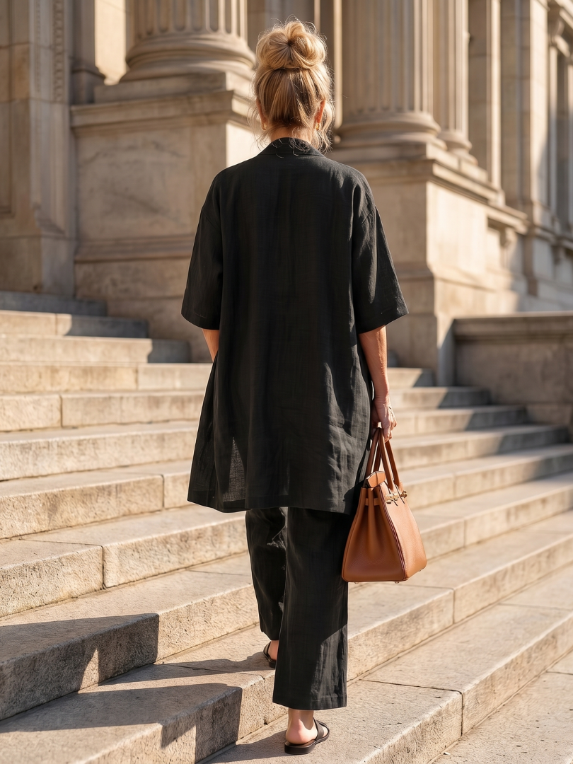 Yael | Ensemble Décontracté en Trois Pièces Haut et Pantalon