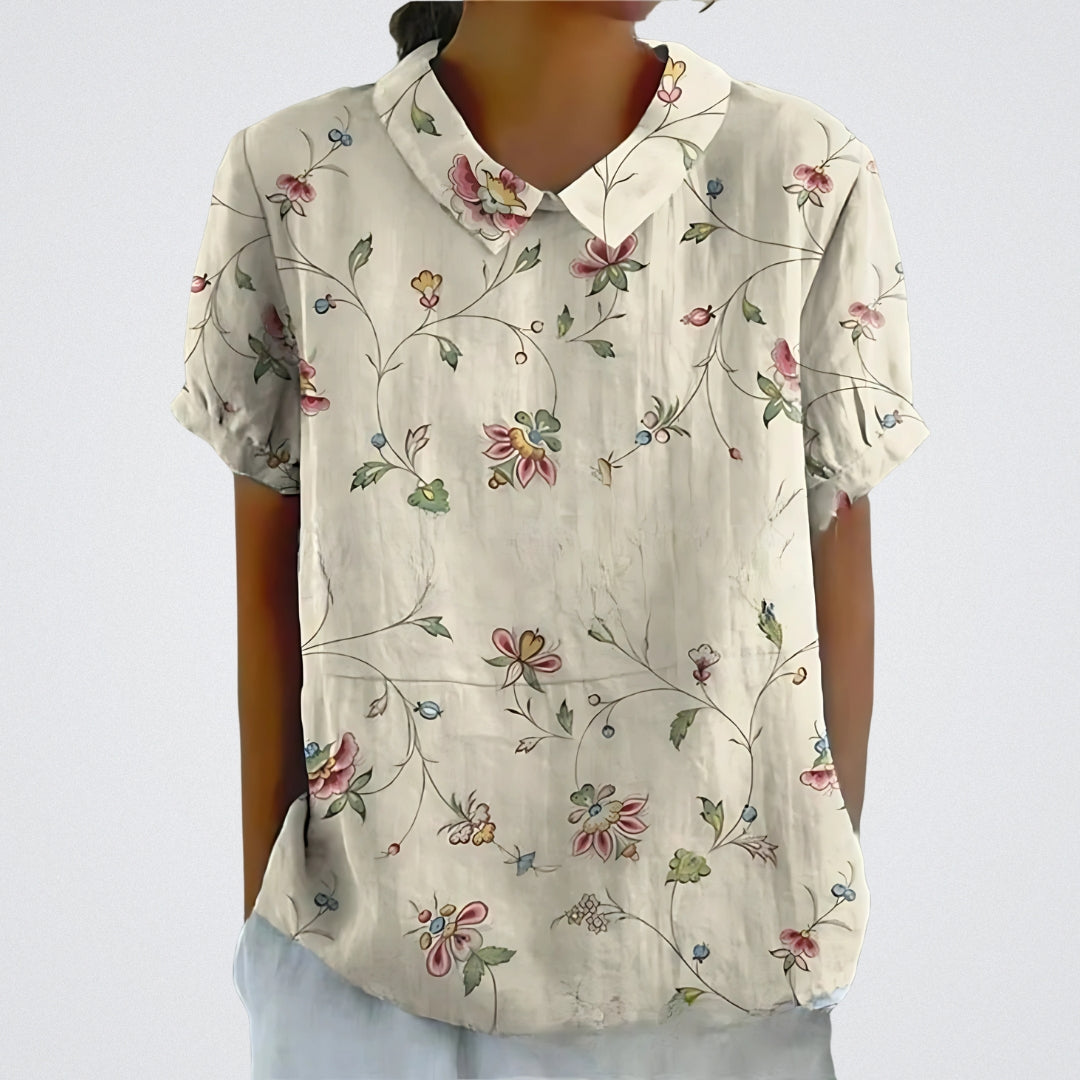 Lina™ - Blouse en lin élégante avec motif floral