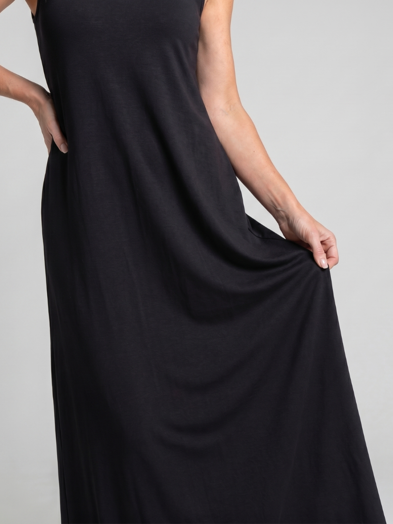 Valerie | Robe Midi Sans Manches Imprimée de Feuilles Tropicales