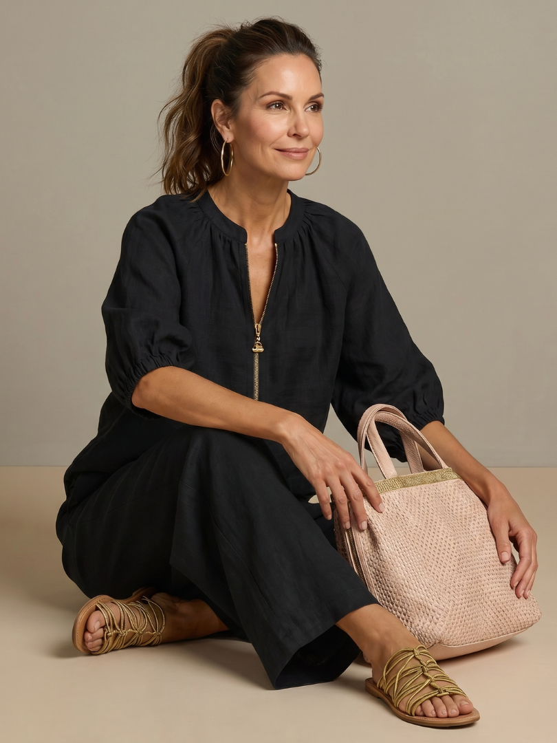 Natalia | Haut Blouson à Zip avec Pantalon Large