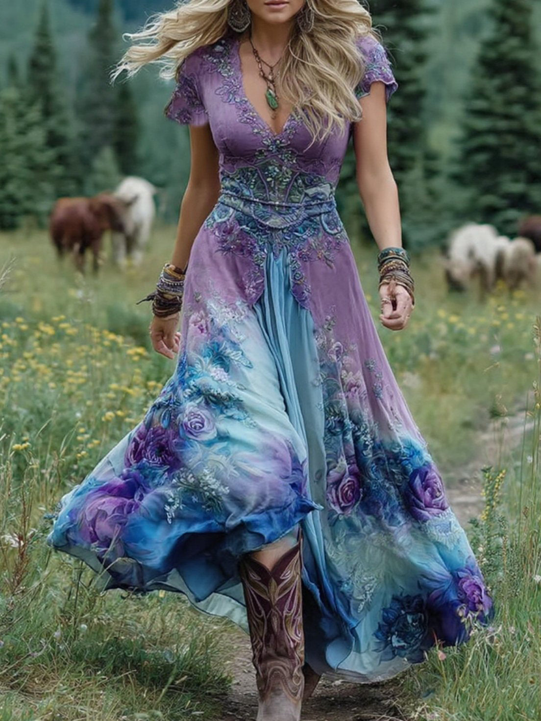 Mavis™ – Robe Maxi Florale Élégante