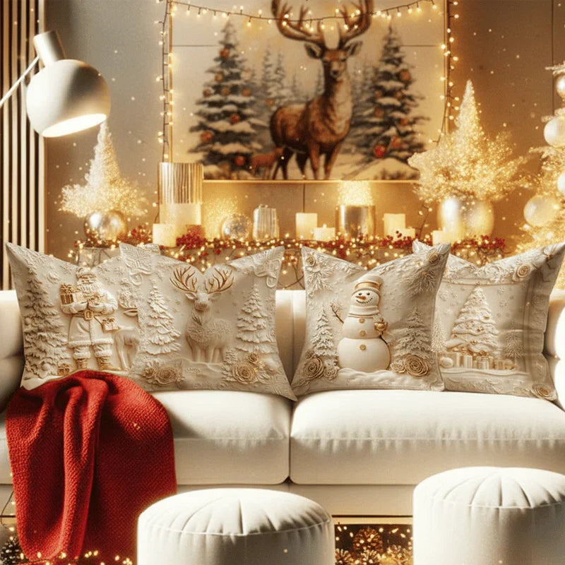 DecorCovers | Ensemble de 4 Housses Décoratives de Noël 3D
