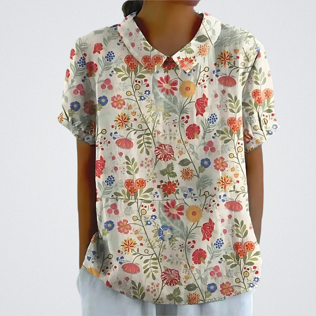 Lina™ - Blouse en lin élégante avec motif floral