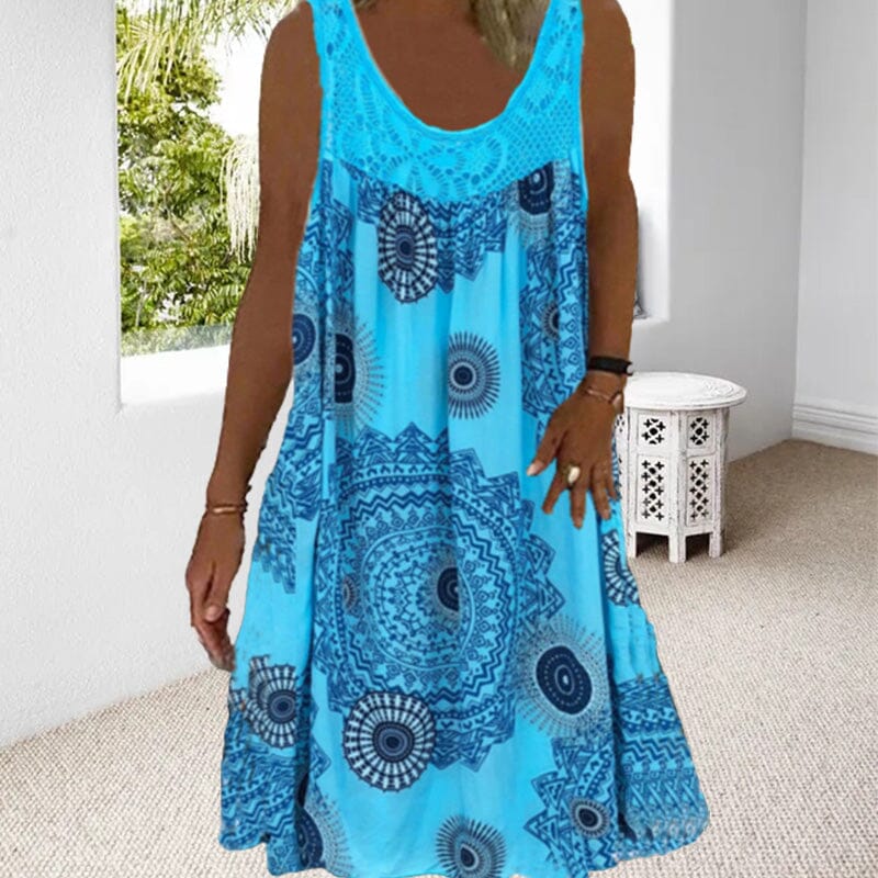 Robe d'été sans manches à décolleté en O pour femmes