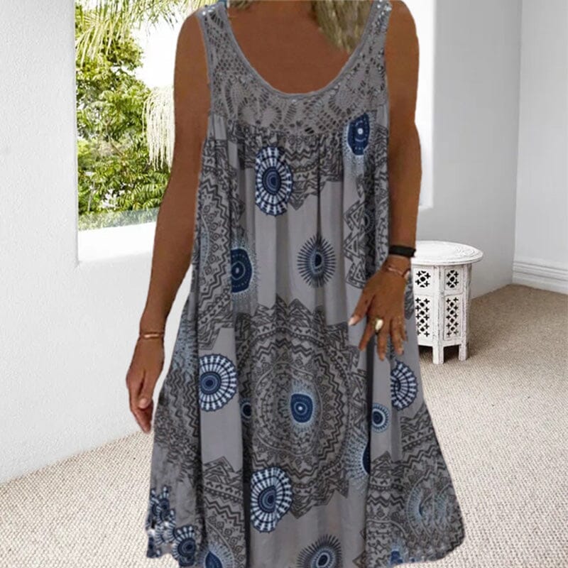 Robe d'été sans manches à décolleté en O pour femmes